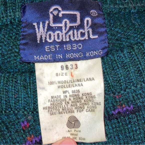Vintage Woolrich Hunting Dog Embroidered Wool Winter Sweater Unisex Mens Large - Picture 9 of 9